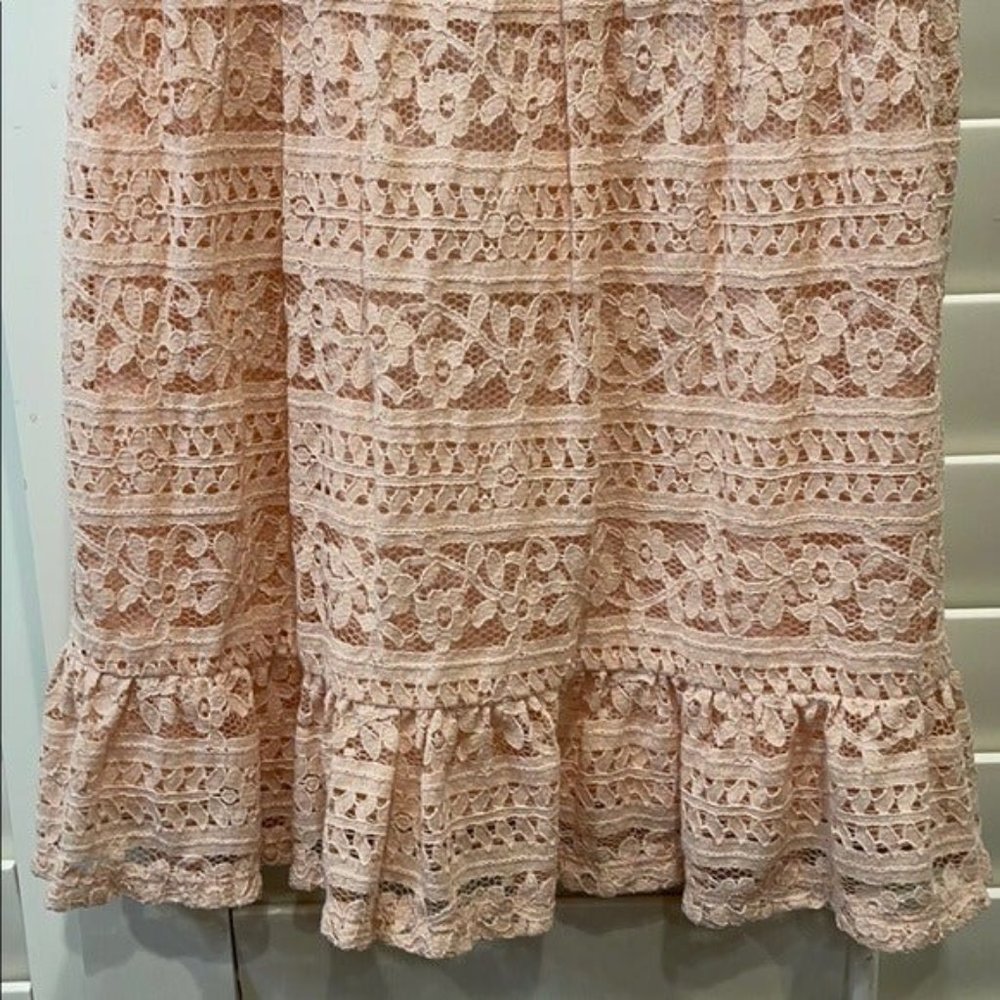 Disney Princess Girls Midi Dress Peach Floral Lace Cottagecore Retro Vibes Sz M - Picture 4 of 9